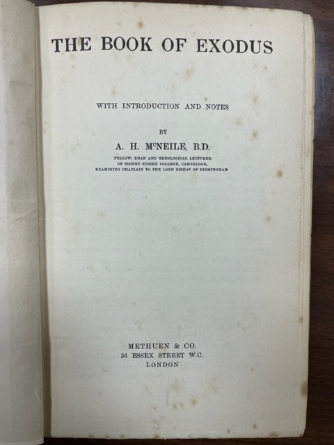 A. H. McNeile, The Book of Exodus