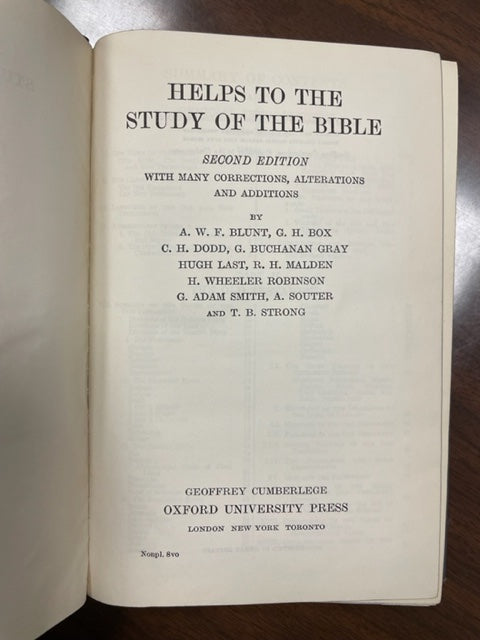 A. W. F. Blunt, et. al., Helps to the Study of the Bible